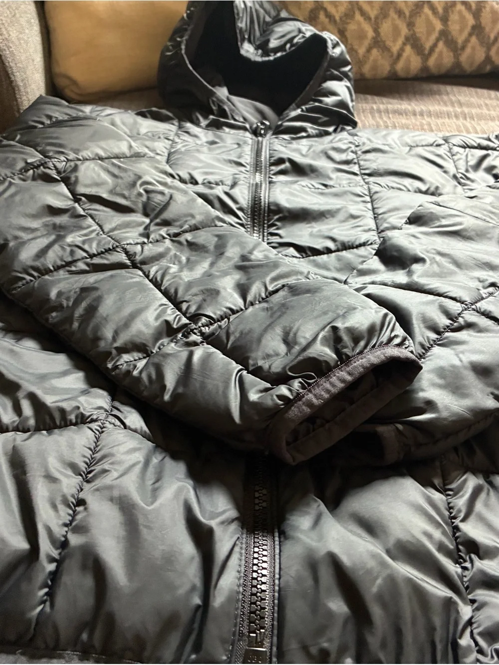 GAP Boys Hooded Quilted Puffer Jacket - Black